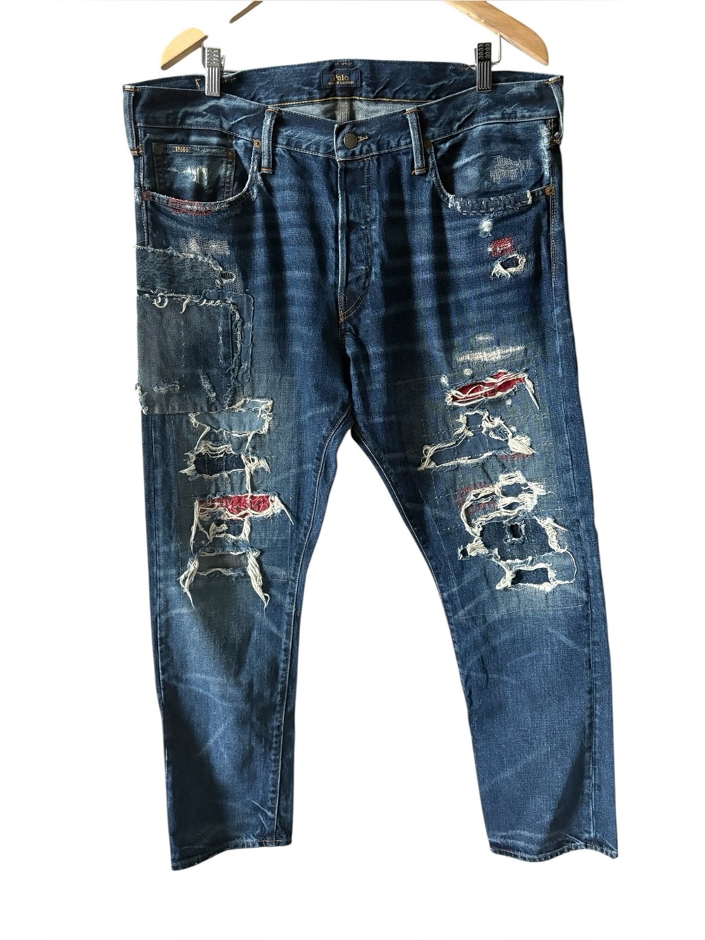 Polo Ralph Lauren Sullivan Slim Patchwork Distressed Jeans men’s 38x32